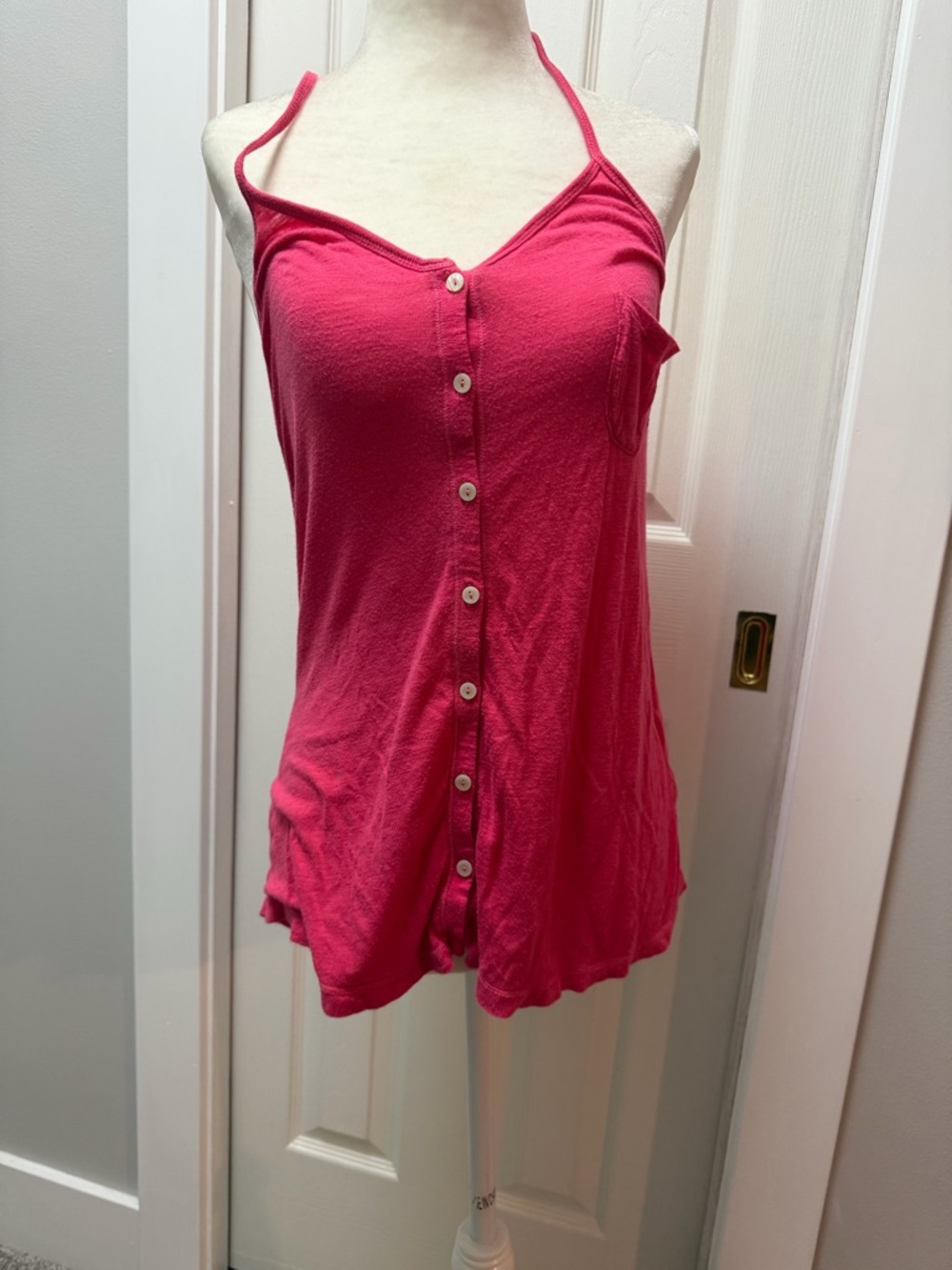 aerie Hot Pink Button-Front Halter Camisole